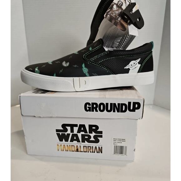 Star Wars Mandalorian Men's Size 11‎ Black Slip-On sneaker Shoe Ground Up50 - Picture 6 of 7